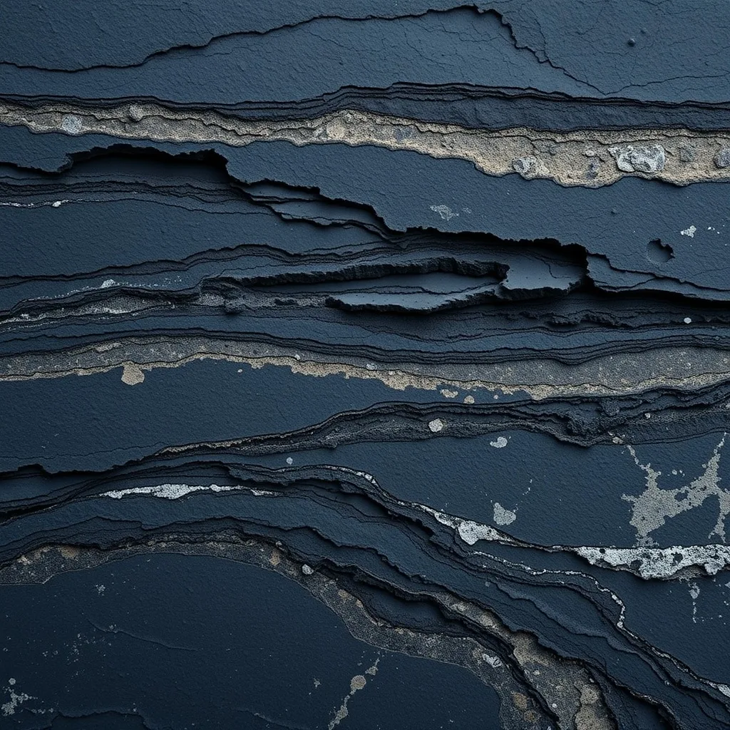 Abstract texture of mineral layers in deep navy and charcoal tones